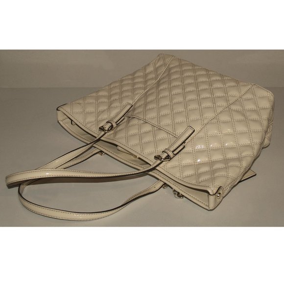 Anne Klein Quilted Vegan Leather Shoulder Tote Purse Handbag with Charm - Picture 9 of 12